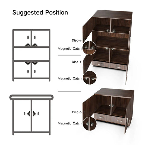 Battle Tested Magnetic Cabinet Door Catch Latch 4 Pack Neodymium Zinc Alloy Gun Metal Premium Plated Rust Proof Kitchen And Bathroom Cabinet Hardware Solution
