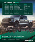 Silver Ford F-150 with Drop Lowering Shackles Adjustable Leveling Kit 1 To 2 Inch for 2015-2022 models in rocky terrain.