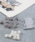 24 Set Furniture Cam Lock Fittings And Connector Screws Kit With Iron And Nylon on fabric background