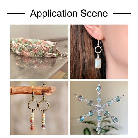 Red Copper Eye Pin Set 600 Pcs Open Eye Pins 21 Gauge In Four Lengths 18mm 30mm 40mm 50mm For Jewelry Making Earring Dangles Charms Findings And Head Pins For Easy Crafting, shown in earrings and beaded crafts