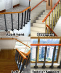 Badass Black Metal Square Stair Railing Kit Including 20 Pieces Adjustable Deck Guardrail Posts For Indoor Outdoor Steps Patio Terrace No Fuss Diy Setup showcased in various indoor settings.