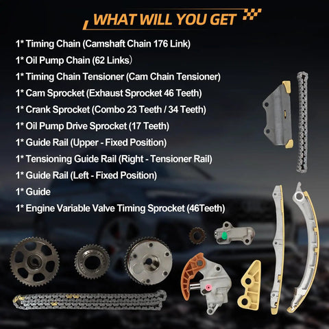 Engine Timing Chain Kit With Camshaft Adjuster For Honda Acura 2 4L 2008 2015 ILX Accord Civic Crosstour CRV VVT Gear Replacement Parts layout