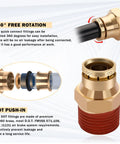 Heavy Duty Brass 3/8 Inch DOT Air Fittings Kit With 32.8 Ft Air Line Hose Quick Connect For Semi Trucks And Industrial Air Systems detail
