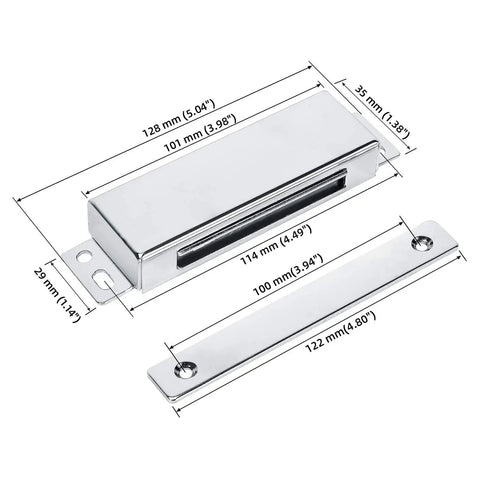 Heavy Duty 114 Lbs Magnetic Cabinet Catch Set in Stainless Steel 2 Pack, Rustproof Nickel Plated, Mirror Finish, product dimensions
