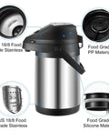 Large Capacity Thermal Airpot Coffee Carafe 101 Oz with Lever Action Pump and 3 Cups, Stainless Steel Vacuum Insulated Dispenser with material details
