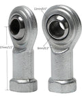 Complete Set Of 4 Rock Solid M8 X 1.25mm Rod End Bearings Featuring Left And Right Hand Thread Steel Heim Joints For Smooth Steering Upgrades On Atv Go Kart And Quad Rigs, showing detailed dimensions.