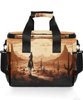 Cowboy Western Desert Insulated Lunch Bag with adjustable shoulder strap, desert scene design, reusable cooler tote, 15L capacity