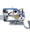 Shop Ready Heavy Duty Steel Belt Sander And Bench Grinder Featuring Rock Solid Construction large tilting table and knife sharpener.