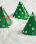 Green Heavy Duty Duct Tape Roll, single roll, used to make cone-shaped crafts with colorful dots in snow background.