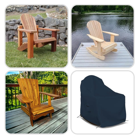 Adirondack Chair Cover Waterproof UV Weatherproof All Season Outdoor Furniture Cover with Air Vent and Drawstrings 34 W x 40 D x 36 H Blue Rugged Durable Tear Resistant covering chair