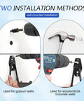Image showing two installation methods for Heavy Duty Double J Hook EV Wall Mount Solid Steel Electric Cable Organizer for garage storage.