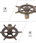 Front and back view of solid bronze steering wheel style from 4 Piece Antique Cabinet Handles Set Vintage Drawer Knobs for Dresser and Closet Solid Bronze Steering Wheel Style Door Pulls No Fuss Easy Install for Home Furniture Hardware and Cabinets pull
