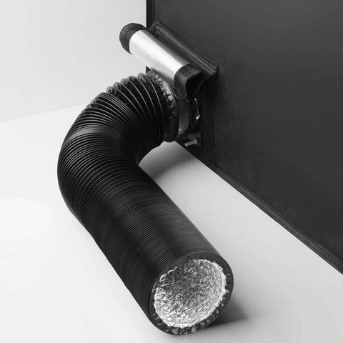 Smoke Exhaust Kit For Laser Engraver And 3D Printer Enclosure With 4500 RPM Fan And Vent Pipe installed on enclosure