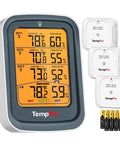 Indoor Outdoor Wireless Thermometer With 3 Sensors, 500ft Range, Multi Location Temperature And Humidity Monitor For Home, Garage, Basement, Greenhouse, And Outdoor Spaces with display and sensors