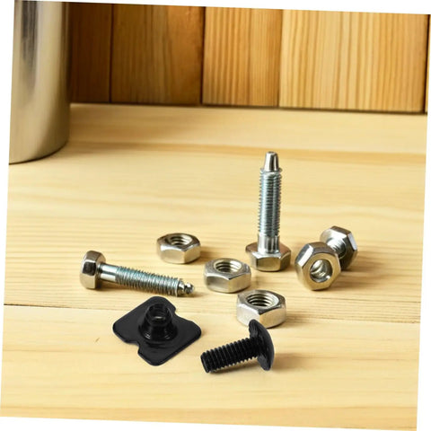 Backplate Screws Set for Football Shoulder Pads Black Metal Hardware Kit Easy Install Quick Assembly Durable Fasteners for Football Gear Secure Fit That Stays Put black screws and nuts on wood