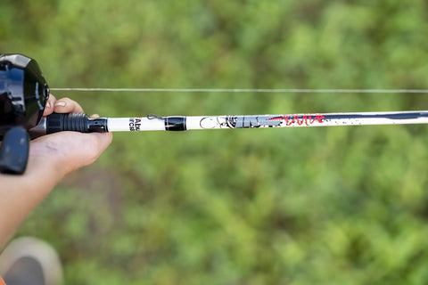 Youth Spincast Fishing Rod And Reel Ike Dude 5 Foot 6 Inch 2 Piece Easy To Learn Kid Friendly Combo with white handle shown