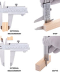 DVLR-1205 Vernier Caliper 0 To 12 Inch 300 mm Stainless Steel With Inch Fraction And Metric Readings for External, Internal, Step, Depth Measurement