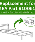 Heavy Duty Replacement Cross Dowel Barrel Nut Sleeves Pack Of 16 For Furniture Fix Ups Goes Together Smooth As Butter Reliable Swap For Worn Bunk Beds And Daybed Frames M6 X 14 Hardware illustration showing part replacement for IKEA bed frame.