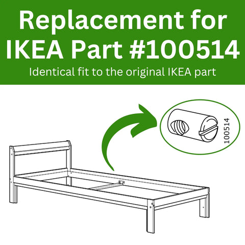 Heavy Duty Replacement Cross Dowel Barrel Nut Sleeves Pack Of 16 For Furniture Fix Ups Goes Together Smooth As Butter Reliable Swap For Worn Bunk Beds And Daybed Frames M6 X 14 Hardware illustration showing part replacement for IKEA bed frame.