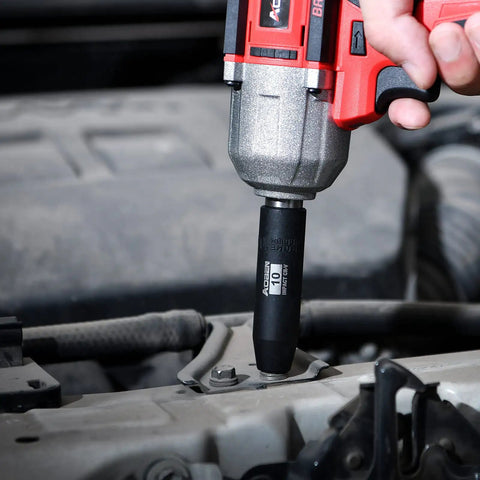 Impact wrench using Half-Inch Drive Impact Socket Set, 18-Piece, 6-Point Metric, Deep Sockets From 10mm To 24mm, Cr-V Steel in automotive task
