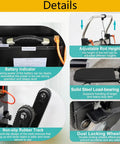 Heavy Duty Electric Stair Climbing Hand Truck Dolly With Foldable Toe Plate And Non Slip Rubber Tires showing adjustable rod, battery indicator, and solid tray.