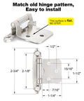 Brushed Satin Nickel Self Closing Cabinet Hinges For Flush Mount Face Frame Kitchen Cabinets Half Inch Overlay Pack Of 4 Screws Included Easy To Install Replaces Old Hinge Pattern Vallecloud
