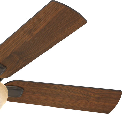 Wooden blades of Matheston Indoor And Outdoor Ceiling Fan With Light And Pull Chain Control, Ultra Quiet WhisperWind Motor Delivers Powerful Airflow