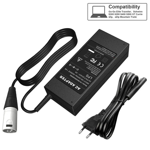 42V 2A Lithium Battery Charger For 36V E Bikes And Scooters With 3 Pin XLR Connector, compatible with multiple models