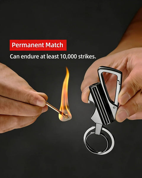 Infinity Lighter 3 in 1 Multitool Keychain Fire Starter Bottle Opener Waterproof Metal Flint in use