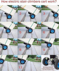 How electric stair climbers cart work with Heavy Duty Electric Sack Truck Stair Climber With 400kg Load Capacity shown in steps.