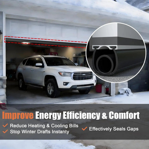 Heavy Duty Garage Door Bottom Seal Kit With 16.5Ft EPDM Rubber, Pre Drilled Aluminum Track Retainer installed on garage door