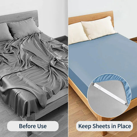 Adjustable Elastic Bed Sheet Straps Set Of 4 Non Slip Corner Fasteners Keep Sheets In Place Before and After Use