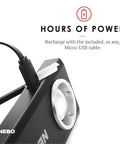 500-Lumen LED COB Work Flashlight With Rechargeable Battery showing charging port and cable connected