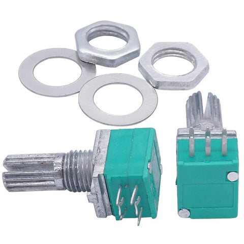 Ten Pack Potentiometers Set Top Adjust Rotary Potentiometers With Knurled Shafts 6 Pin Linear Rotary 5K 10K 20K 50K 100K Ohm Values Two Each For DIY Audio Gear And Electronics with nuts and washers