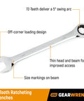 12 Point Ratcheting Combination Wrench One And Eleven Sixteenths Inch Off Corner Box End Thin Head