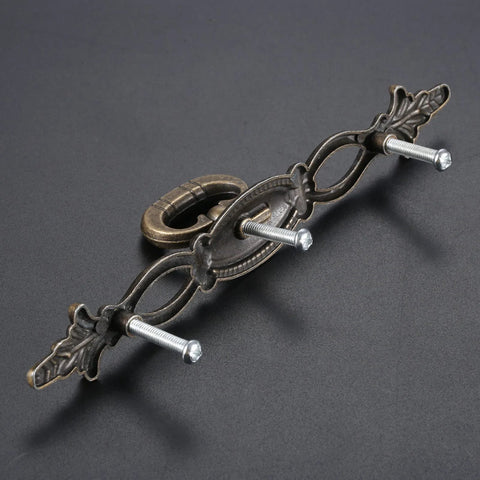 Vintage Style Antique Bronze Cabinet Pulls Handles 2 Pack Hollow Decor For Furniture Drawer with Screws, Zinc Alloy