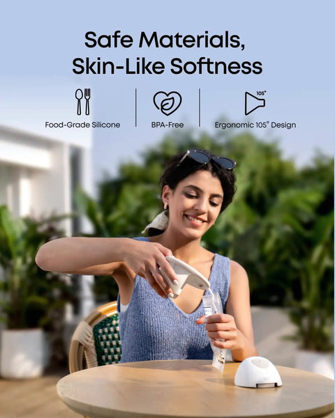Heated Wearable Breast Pump With App Control For Hands Free Pumping Thirty Percent More Output HeatFlow Technology Delivers Spa Like Warmth And Clog Prevention For Busy Moms On The Go, BPA-free silicone pump