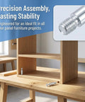 15 Pack M6 X 35mm Furniture Connector Bolts And Dowel Screws shown with cabinet assembly, silver finish.