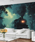 Vintage Steam Train Wall Mural With 3D Railway Scene For Living Room And Bedroom, Old-School Locomotive Wallpaper, Large Indoor Decor