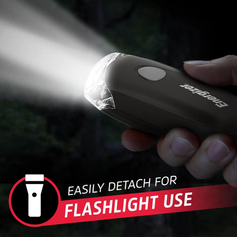 Hand holding a detachable bike light, used as flashlight, illustrating Front And Rear Bike Light Set With Batteries Included.