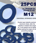Premium Aluminum 25 Piece M12 Oil Drain Plug Gasket Washers Set With Crush Seals Replaces OEM 9043012031 For Toyota Lexus Scion
