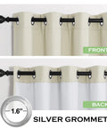 4 In 1 Soundproof Blackout Curtain Set With Melt Blown Layer For Thermal Insulation And Anti Dust, 2 Panels, cream beige, front and back view