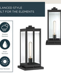 Westover 16 Inch Outdoor Pier Mount Light One Light Earth Black Lantern With Beveled Glass Wet Rated E26 Base Built Tough