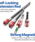 HUHAO 6-inch magnetic drill bit extension set with aluminum sleeve, 1/4-in hex shank, CR-V steel (5-piece)