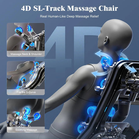 4D Full Body Massage Chair For Next Level Comfort With SL Track Shiatsu Zero Gravity Recliner AI Control Heating Airbags