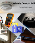 Heavy Duty 9V Batteries 10 Pack Carbon Zinc Power Cells with smoke detector, multimeter, and flashlight for home safety.