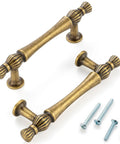 10 Pack 3 Inch Hole Centers Antique Brass Cabinet Pulls Vintage Brass Cabinet Hardware With Two Screw Sizes Included
