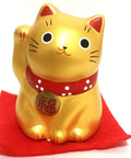 Colorful Maneki Neko Cat Statue Set For Lucky Vibes, Health, Love, Wealth, Career Wins, And Peace Ceramic Lucky Cat Figures in gold finish