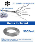300 Ft One Eighth Inch Stainless Steel Cable Railing Kit For Indoor Outdoor Decks 7x7 Wire Rope Built To Last Durable Hardware