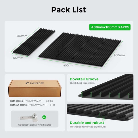 Cloudray 400x400mm black honeycomb laser bed panels, set of 4 for CO2 laser engravers